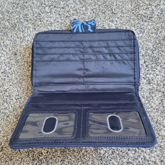 Vera Bradley Women's Turnlock Zipper Quilted  Wallet Blue Java Floral Nwt - Picture 3 of 6